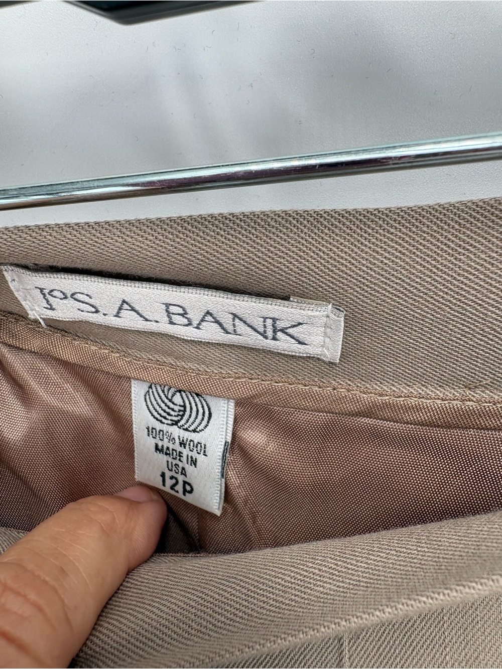 🪭 Jos. A. Bank Tan Pleated Midi Skirt - Picture 2 of 5